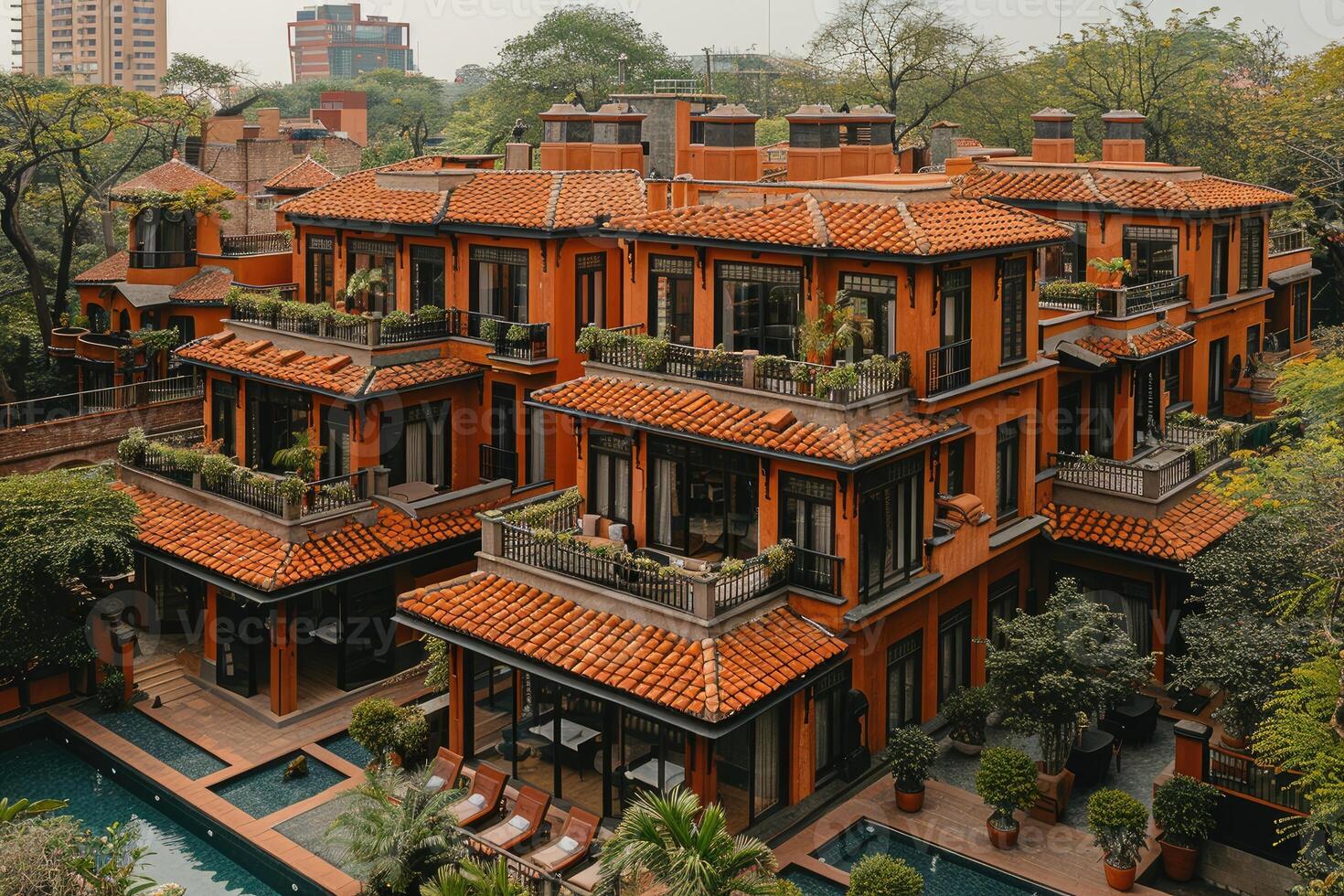AI generated Spectacular aerial view from a drone professional photography photo