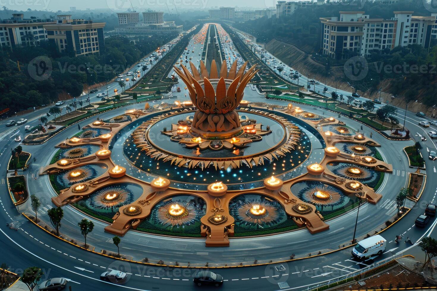 AI generated Spectacular aerial view from a drone professional photography photo