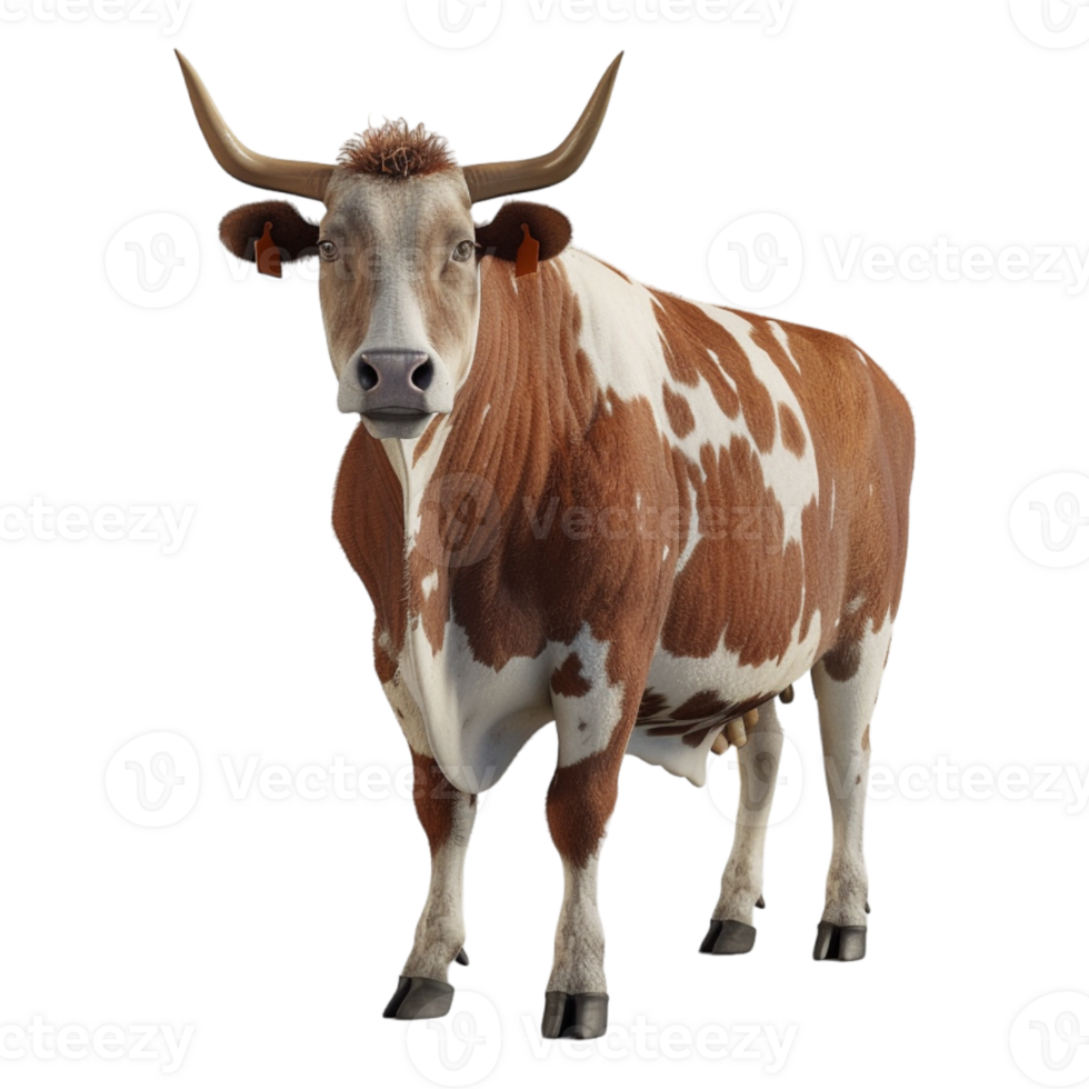 ai generado 3d representación de un vaca en transparente antecedentes - ai generado png