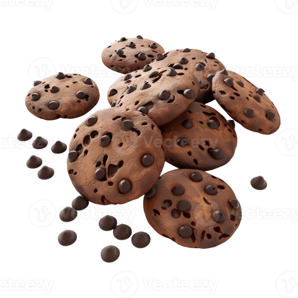 AI generated 3D Rendering of a Chocolate Chips on Transparent Background - Ai Generated png