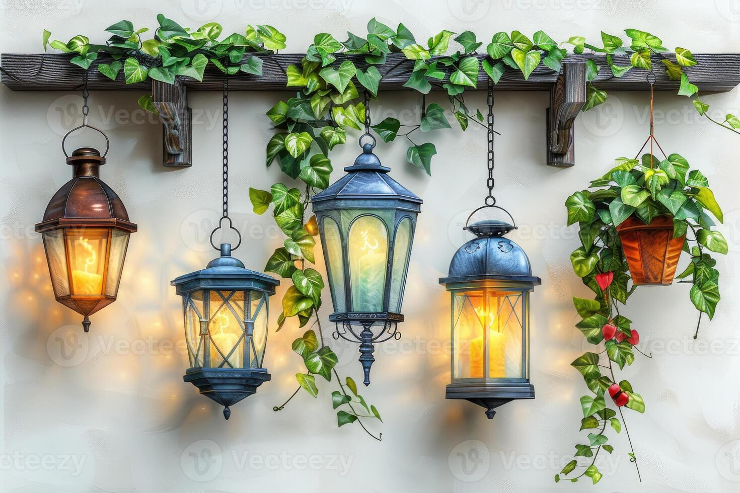 ai generado diseño acuarela pintura de Ramadán decoración y islámico saludo tarjeta antecedentes foto