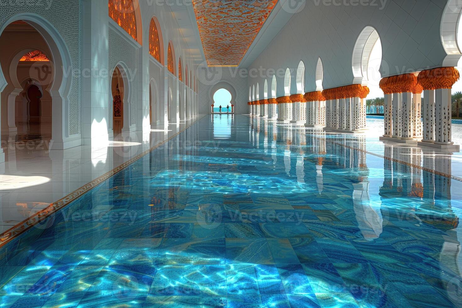 AI generated beautiful mosque against a pure serene and divine atmosphere professional photography photo