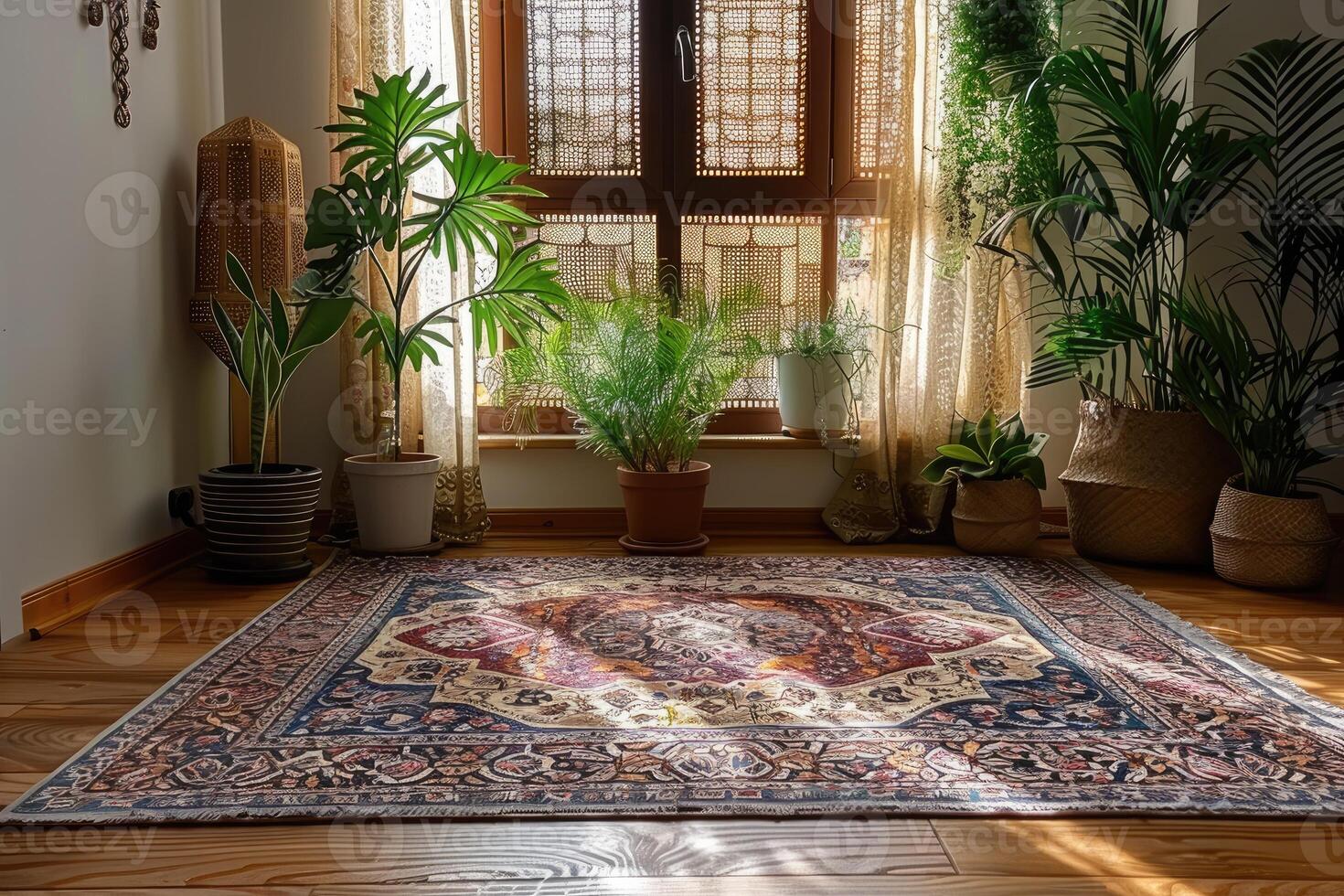 AI generated beautiful prayer mat islam design professional photography photo