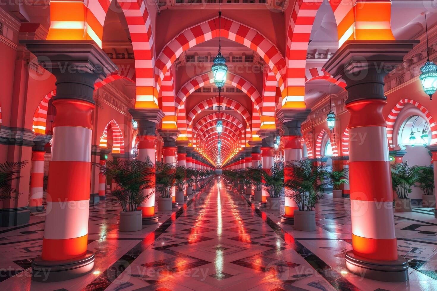 AI generated beautiful mosque against a pure serene and divine atmosphere professional photography photo