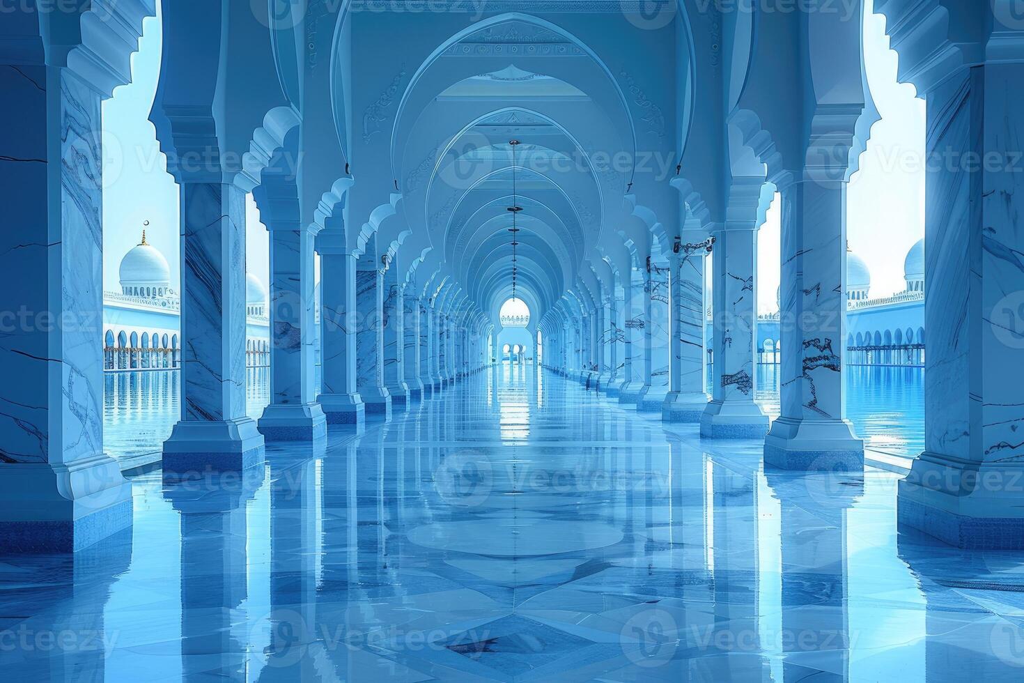 AI generated beautiful mosque against a pure serene and divine atmosphere professional photography photo