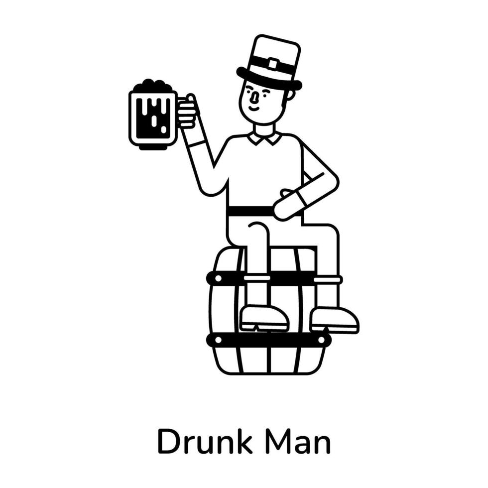 Trendy Drunk Man vector