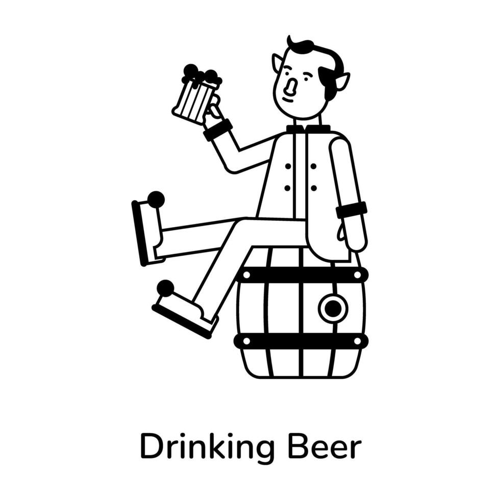 Trendy Drinking Beer vector