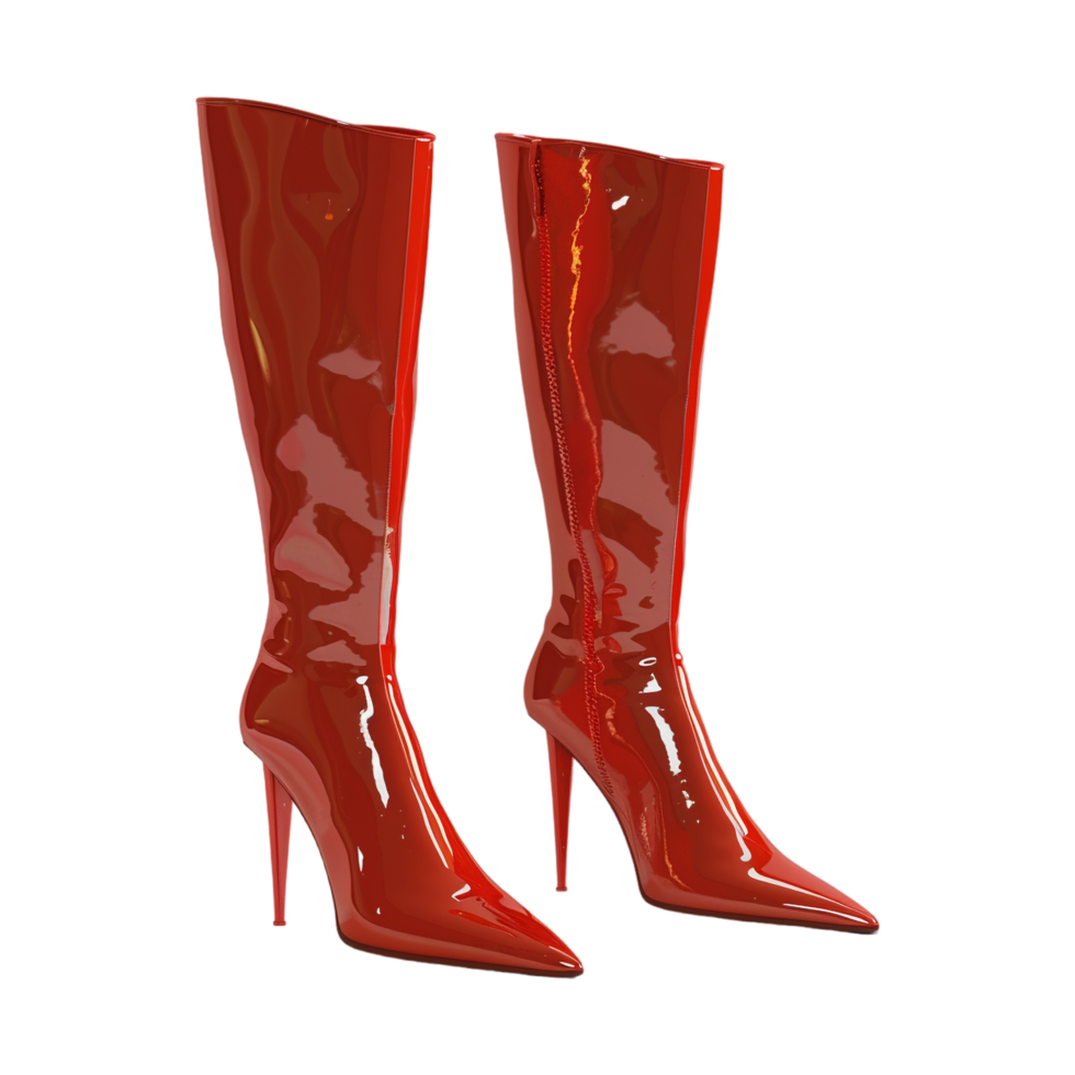 AI generated 3D Rendering of a Ladies Long Fashion Leather Shoes on Transparent Background - Ai Generated png