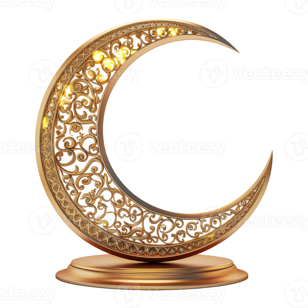AI generated 3D Rendering of a Ramadan Moon on Transparent Background - Ai Generated png