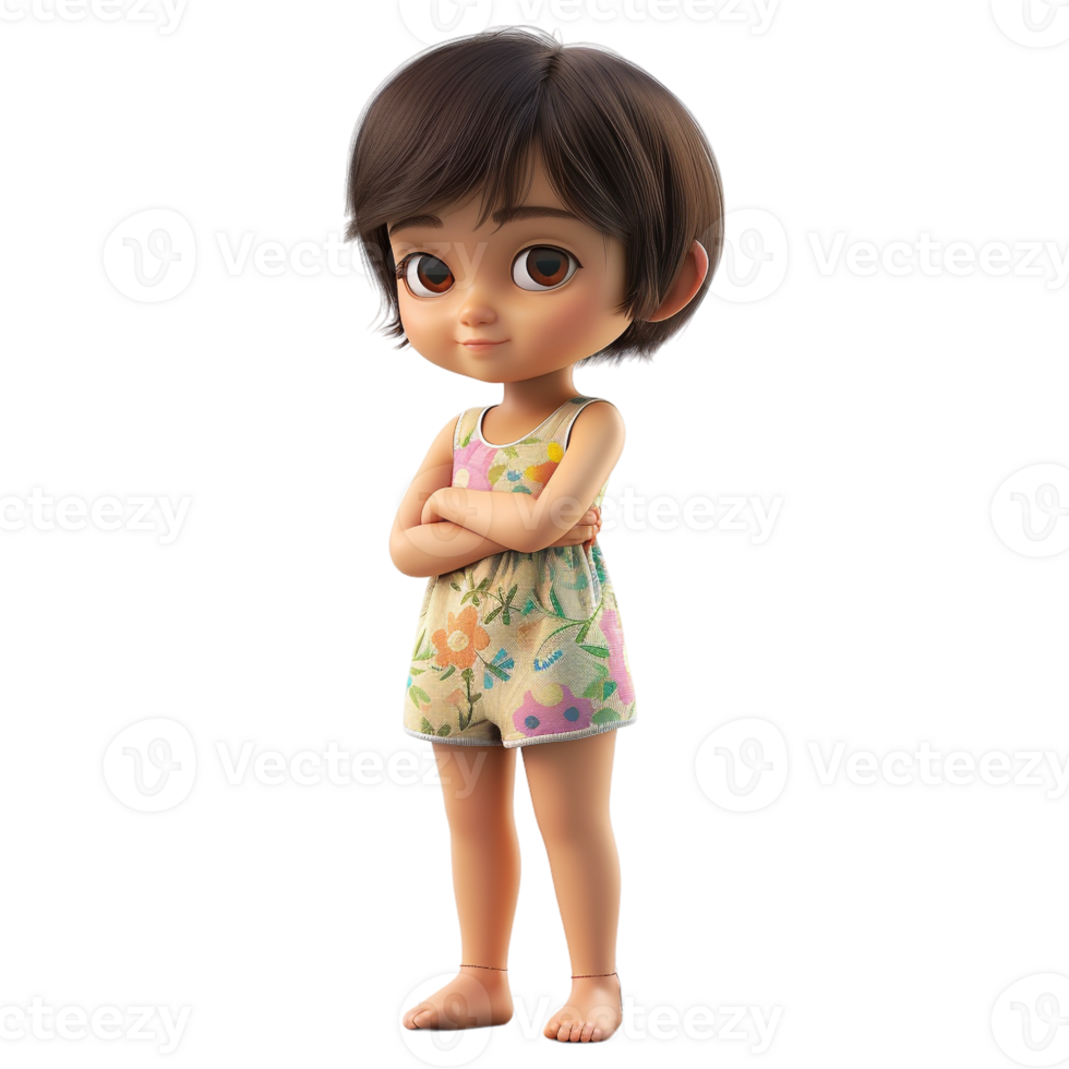 AI generated 3D Rendering of a Little Beautiful Girl Toddler on Transparent Background - Ai Generated png