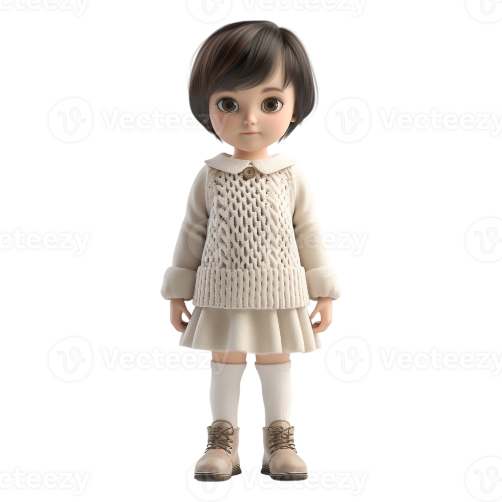 AI generated 3D Rendering of a Little Beautiful Girl Toddler on Transparent Background - Ai Generated png