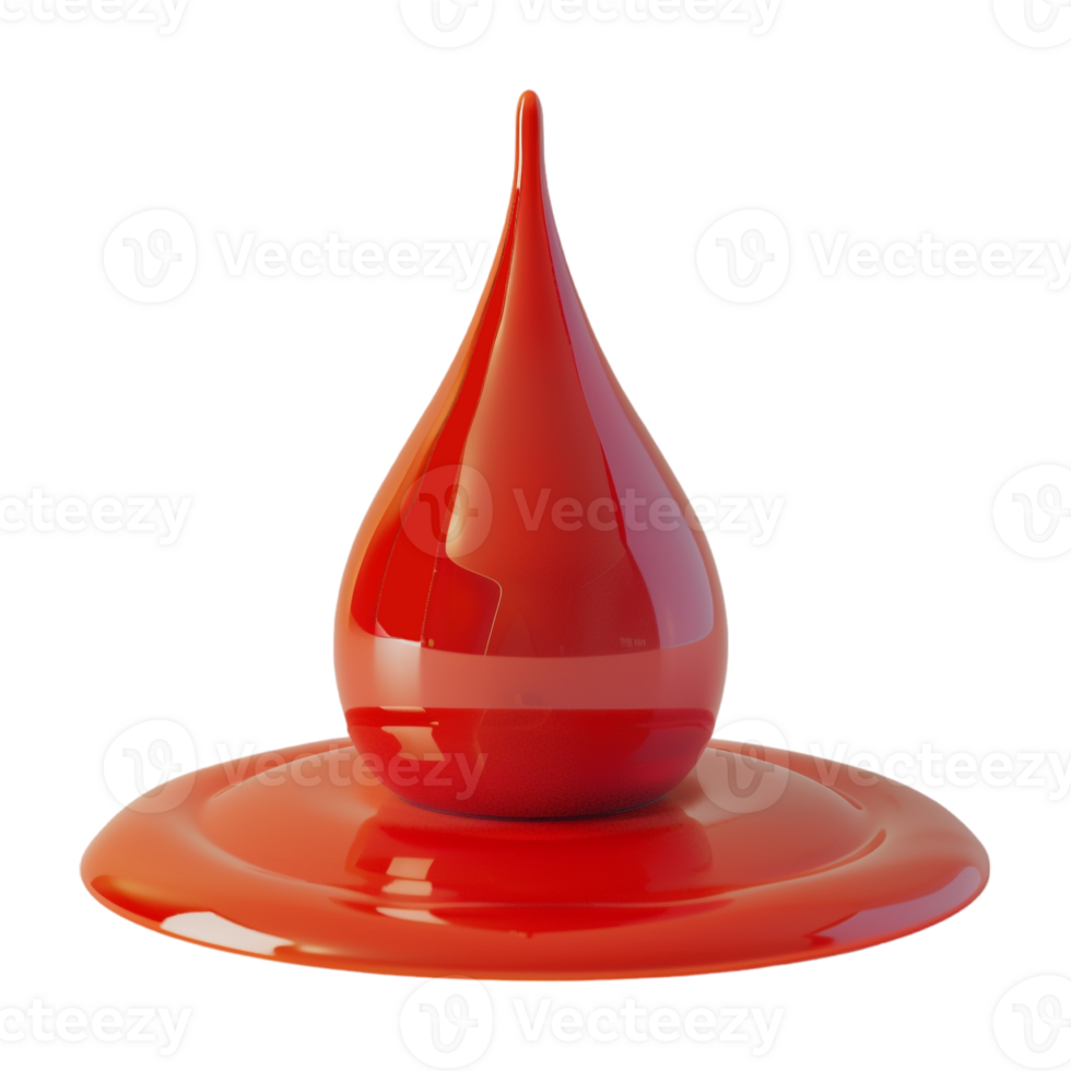 AI generated 3D Rendering of a Red Liquid Drops on Transparent Background - Ai Generated png