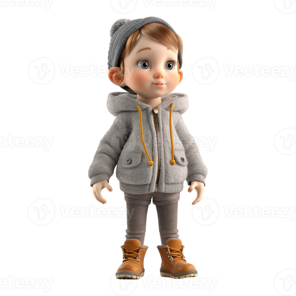 AI generated 3D Rendering of a Little Beautiful Girl Toddler on Transparent Background - Ai Generated png