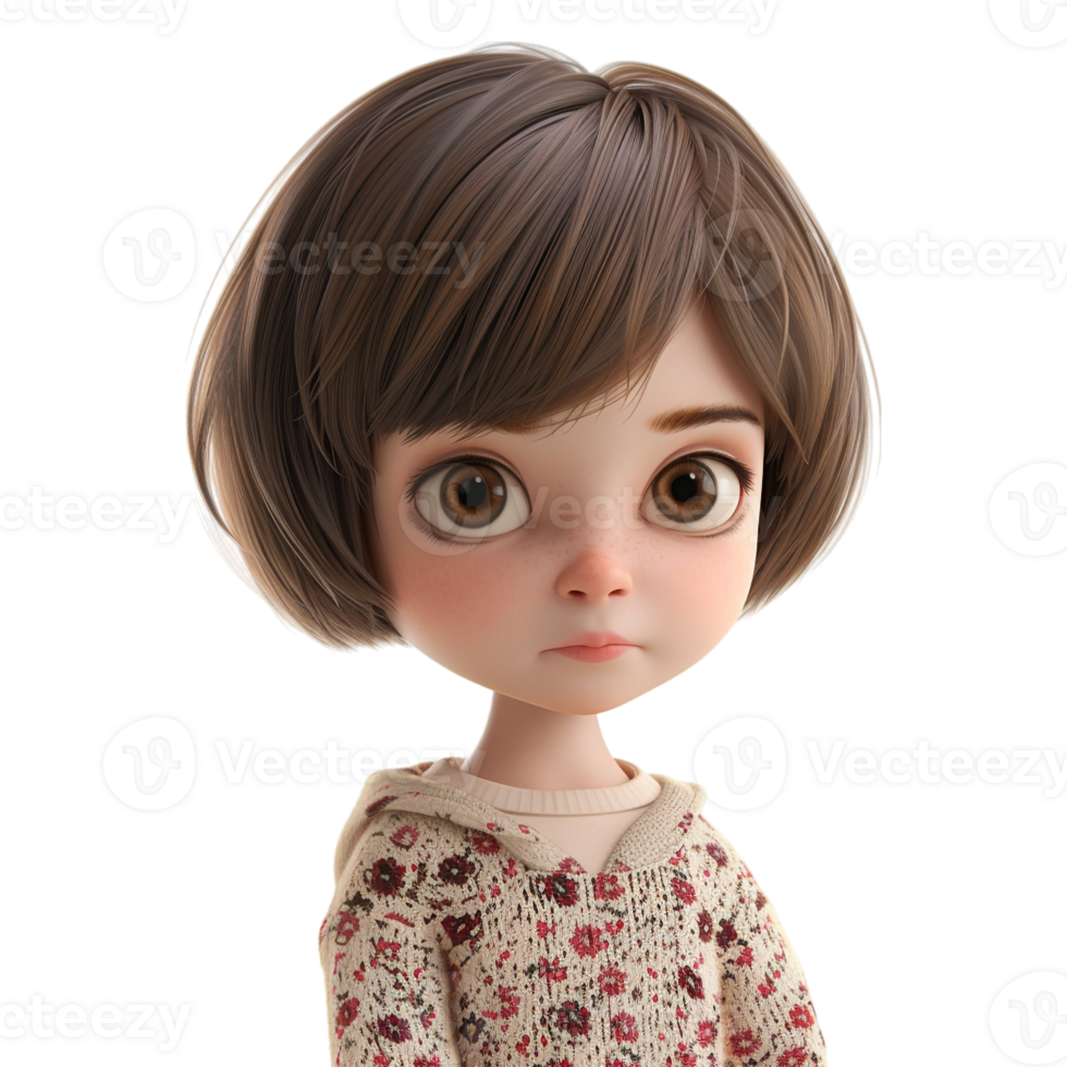 AI generated 3D Rendering of a Little Beautiful Girl Toddler on Transparent Background - Ai Generated png