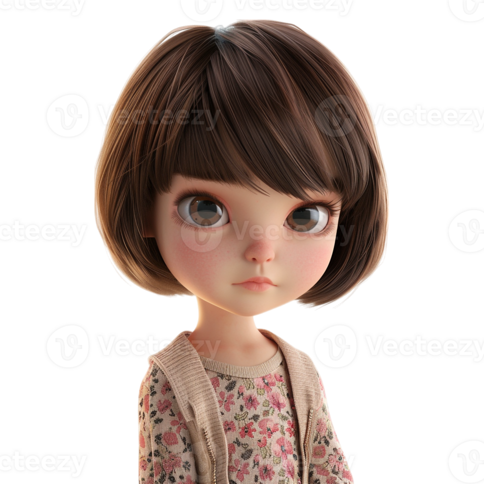 AI generated 3D Rendering of a Little Beautiful Girl Toddler on Transparent Background - Ai Generated png