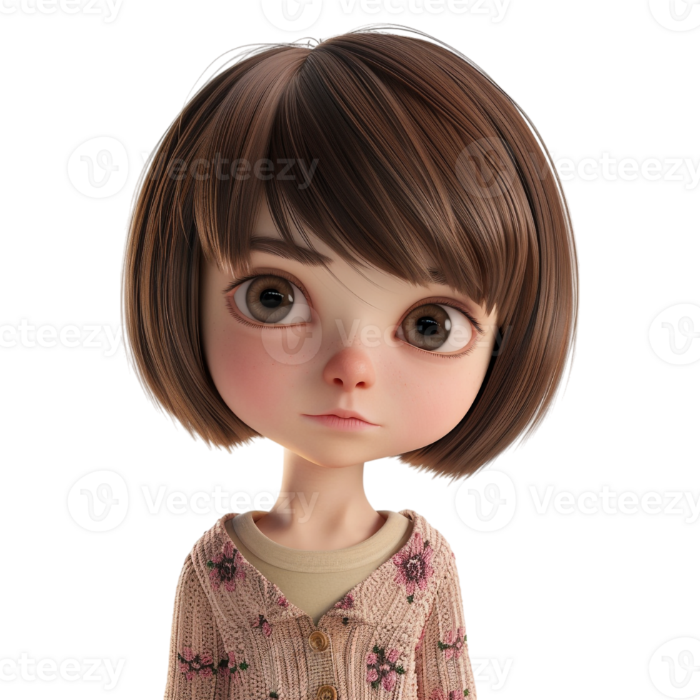 AI generated 3D Rendering of a Little Beautiful Girl Toddler on Transparent Background - Ai Generated png