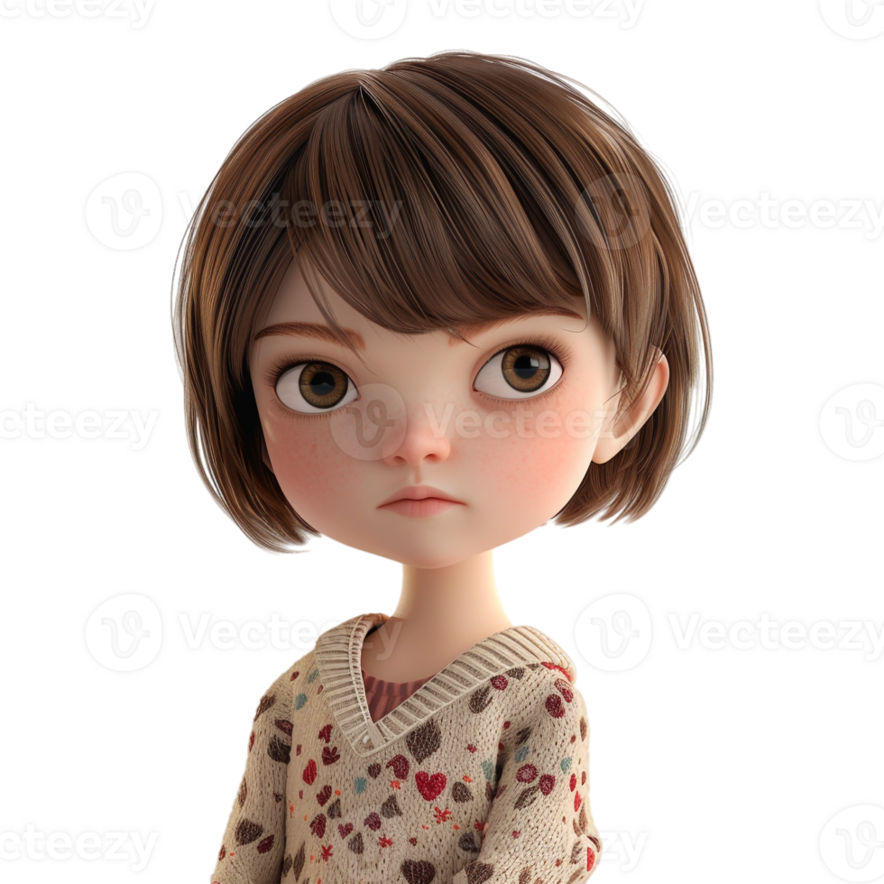 AI generated 3D Rendering of a Little Beautiful Girl Toddler on Transparent Background - Ai Generated png