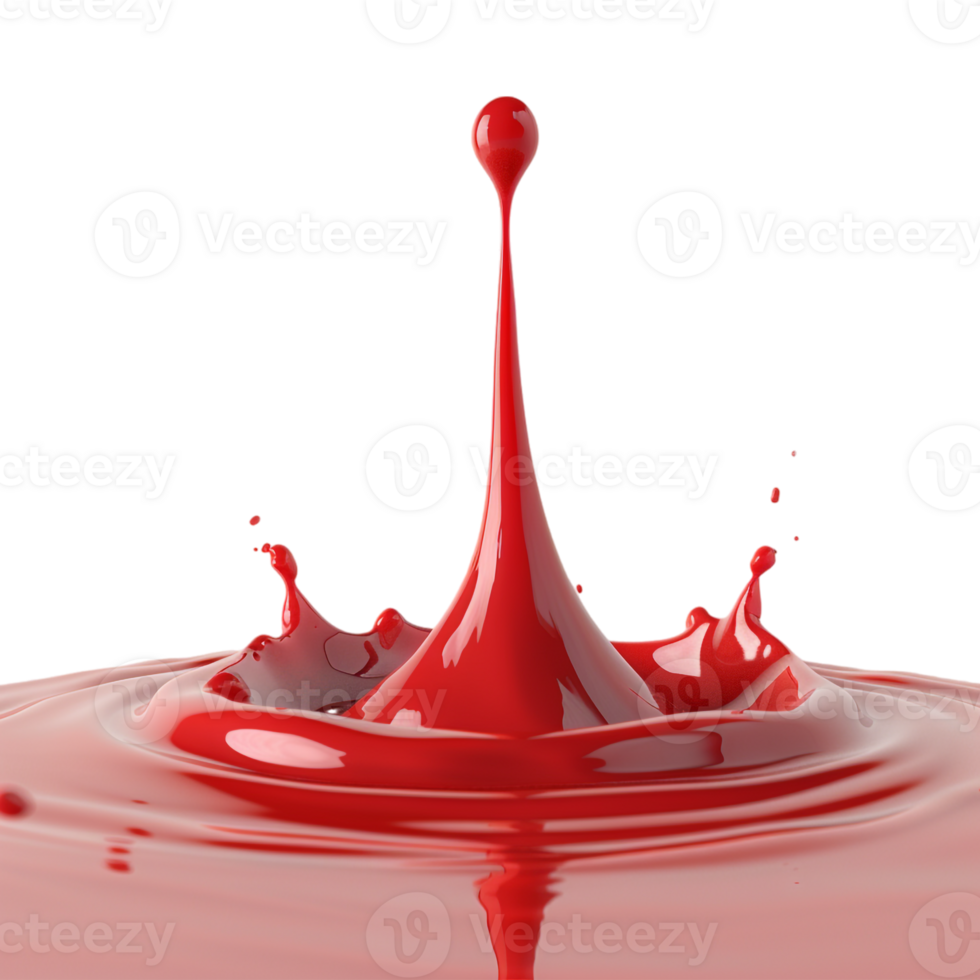 AI generated 3D Rendering of a Red Liquid Drops on Transparent Background - Ai Generated png