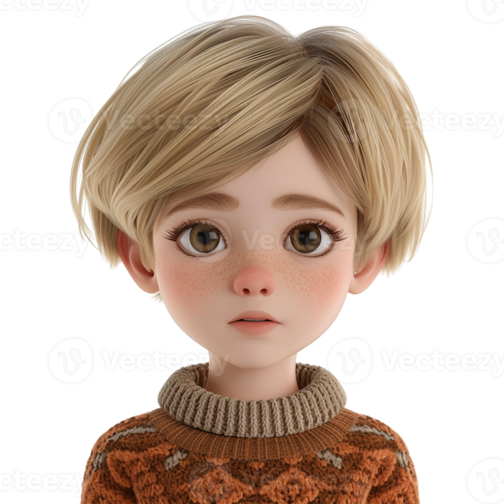 AI generated 3D Rendering of a Little Beautiful Girl Toddler on Transparent Background - Ai Generated png