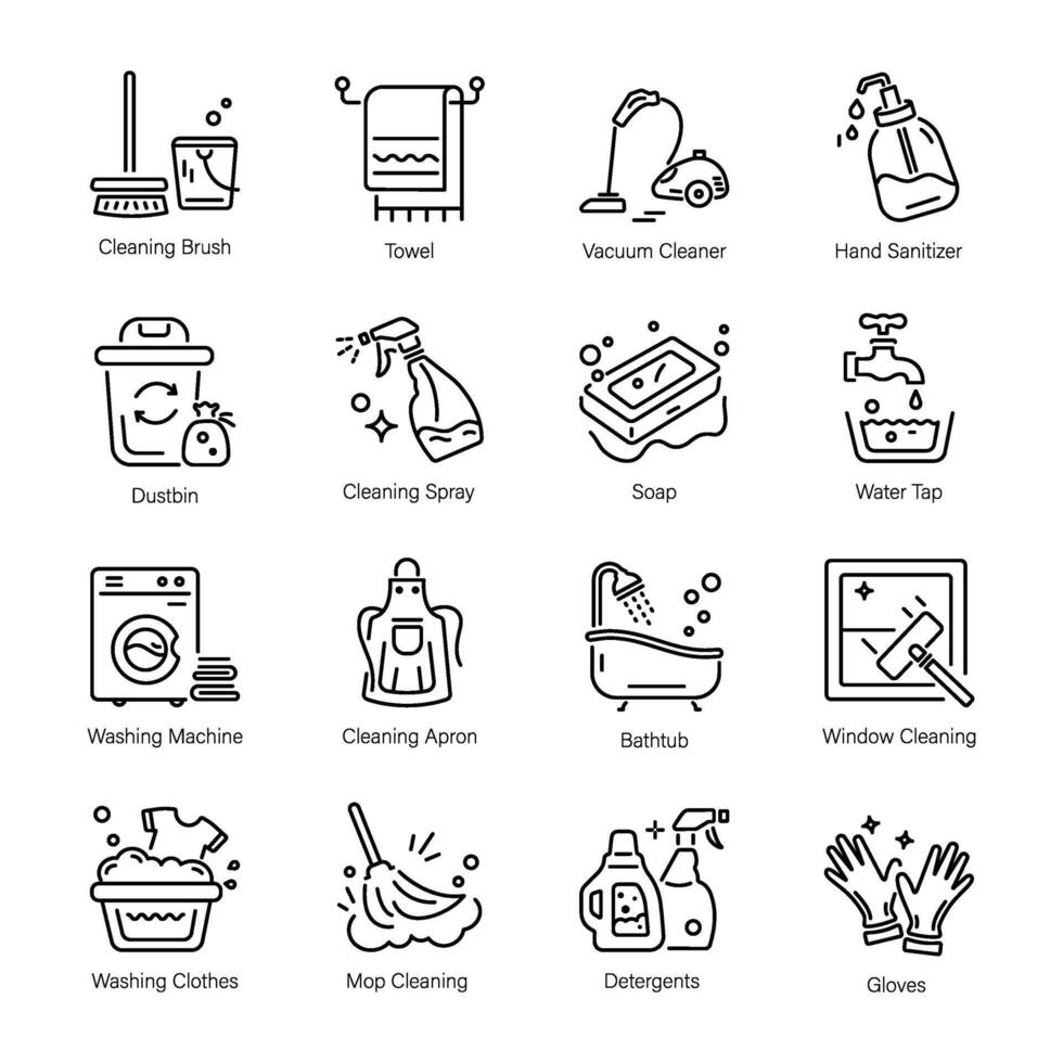 Handy Pack of Housekeeping Line Icons vector