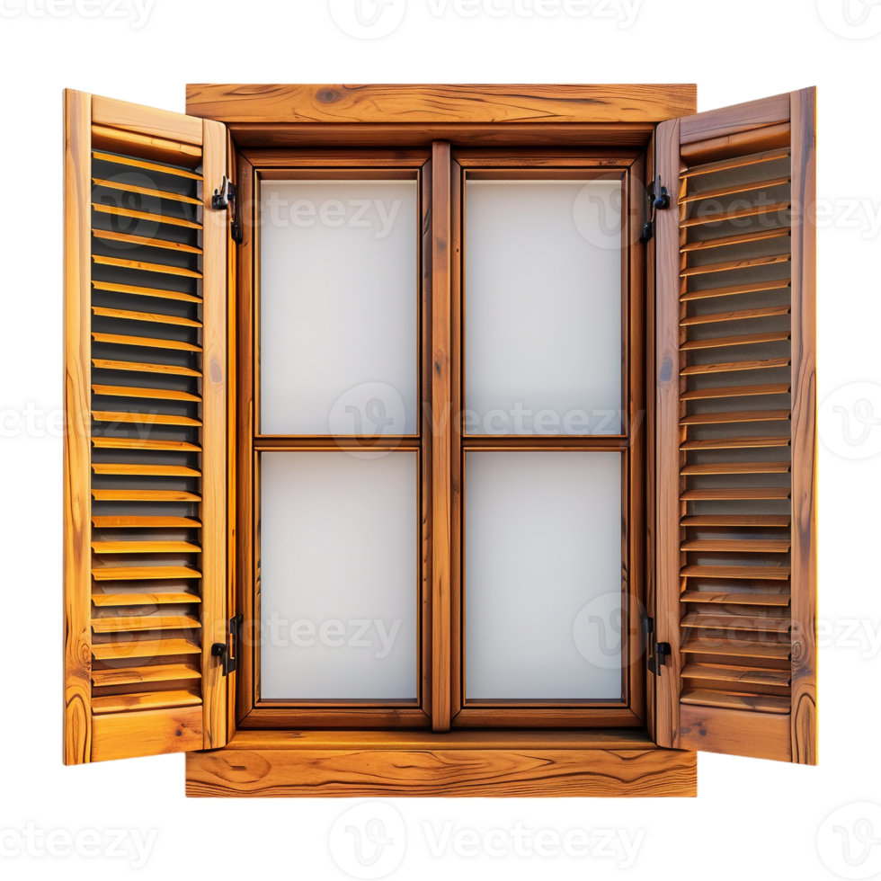 ai generiert hölzern Fenster auf transparent Hintergrund - - ai generiert png