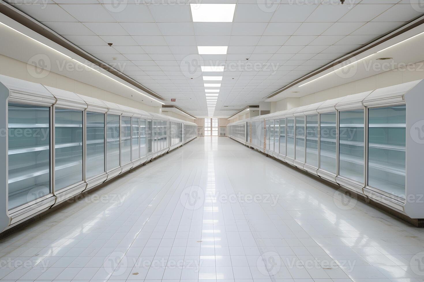 AI generated empty supermarket aisle photo