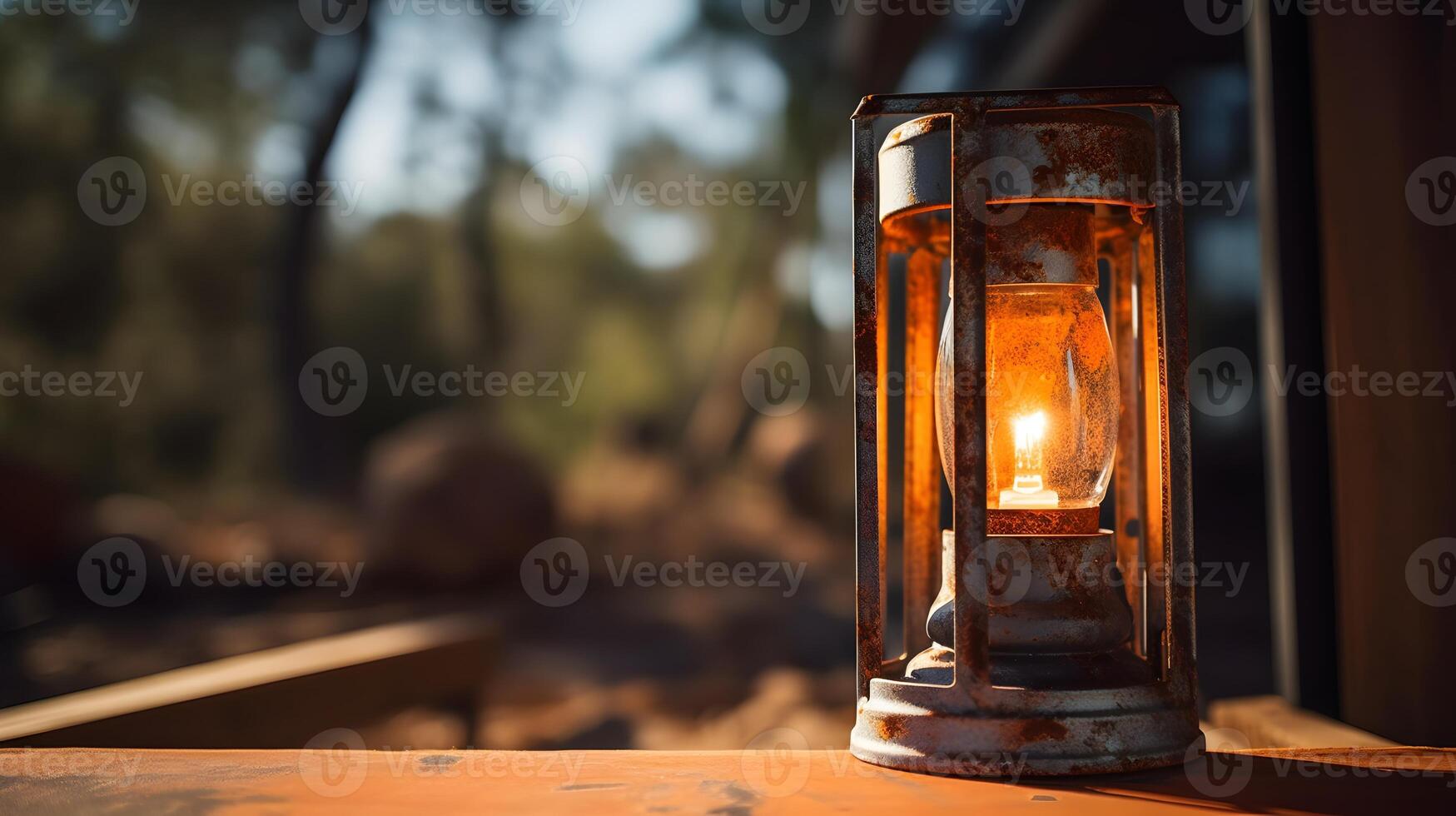 AI generated Cozy oil lamp photo