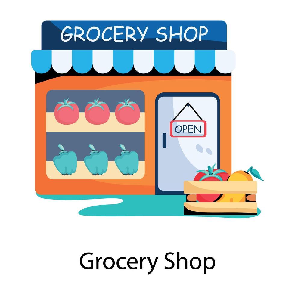 Trendy Grocery Shop vector