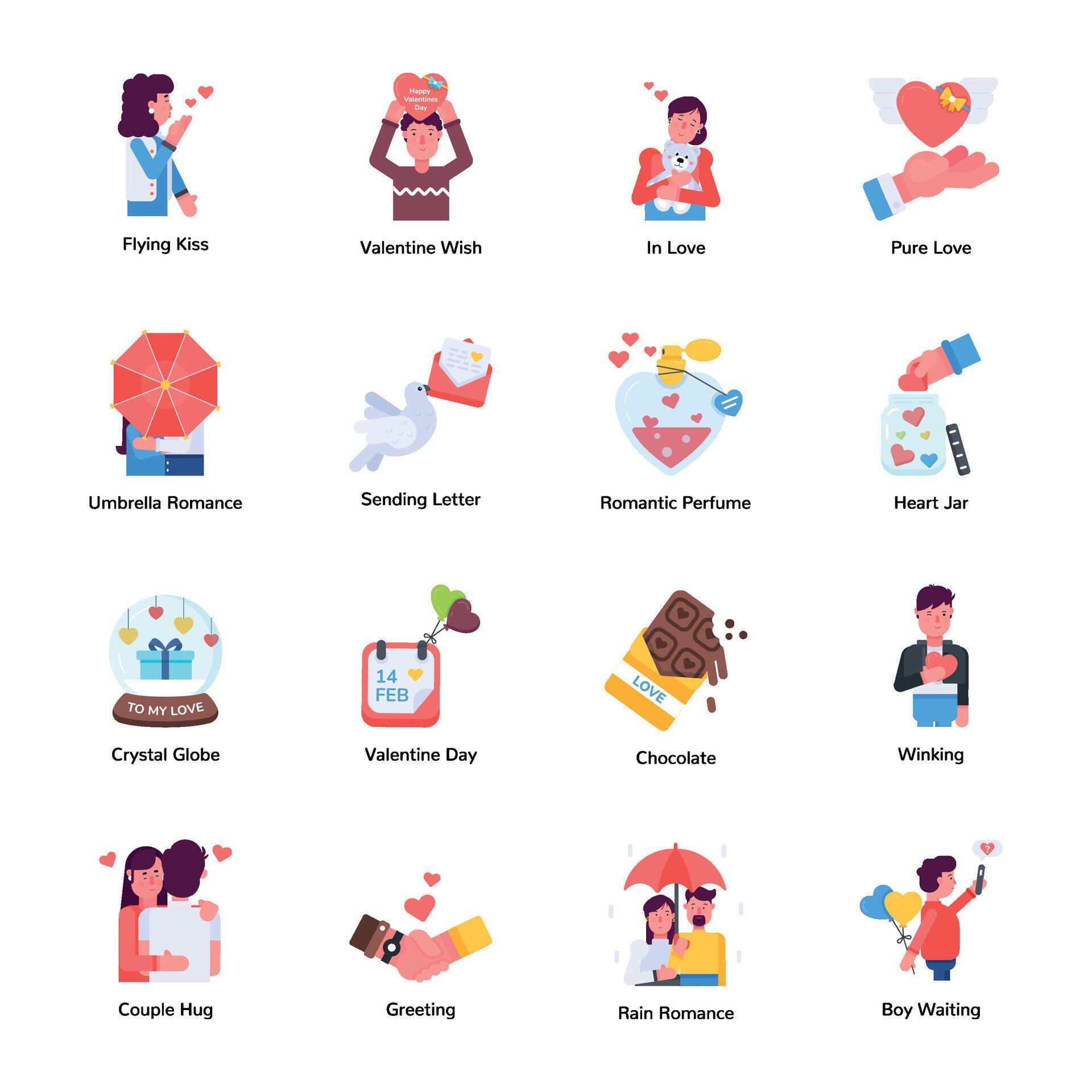 Bundle of Love Celebration Flat Icons 39215068 Vector Art at Vecteezy