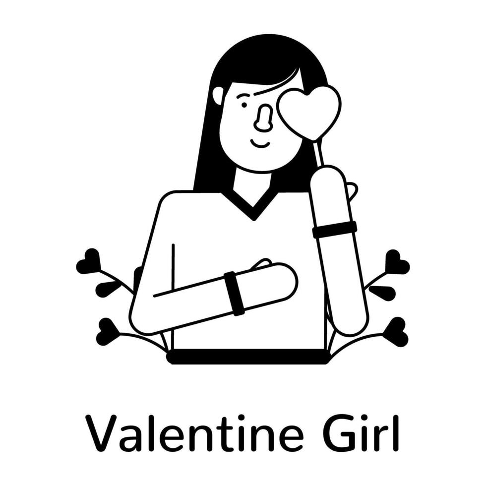 Trendy Valentine Girl vector