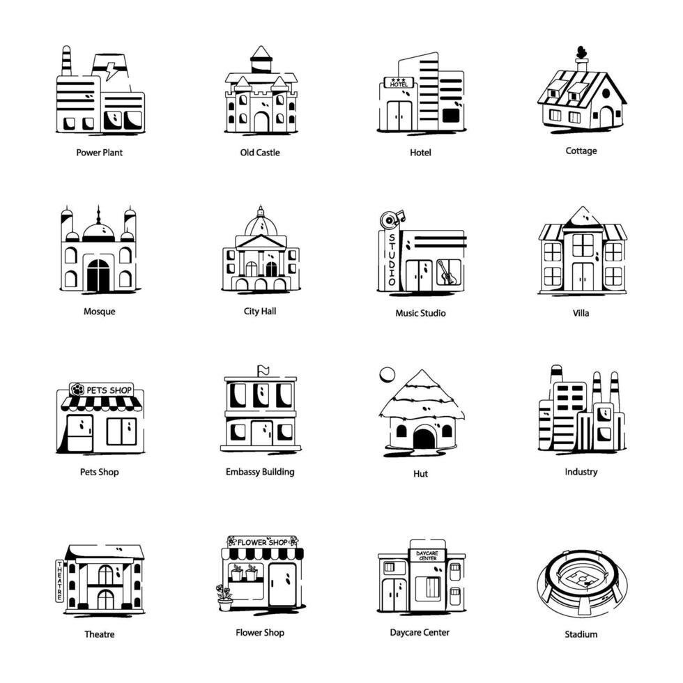 Trendy Collection of City Architecture Glyph Icons vector