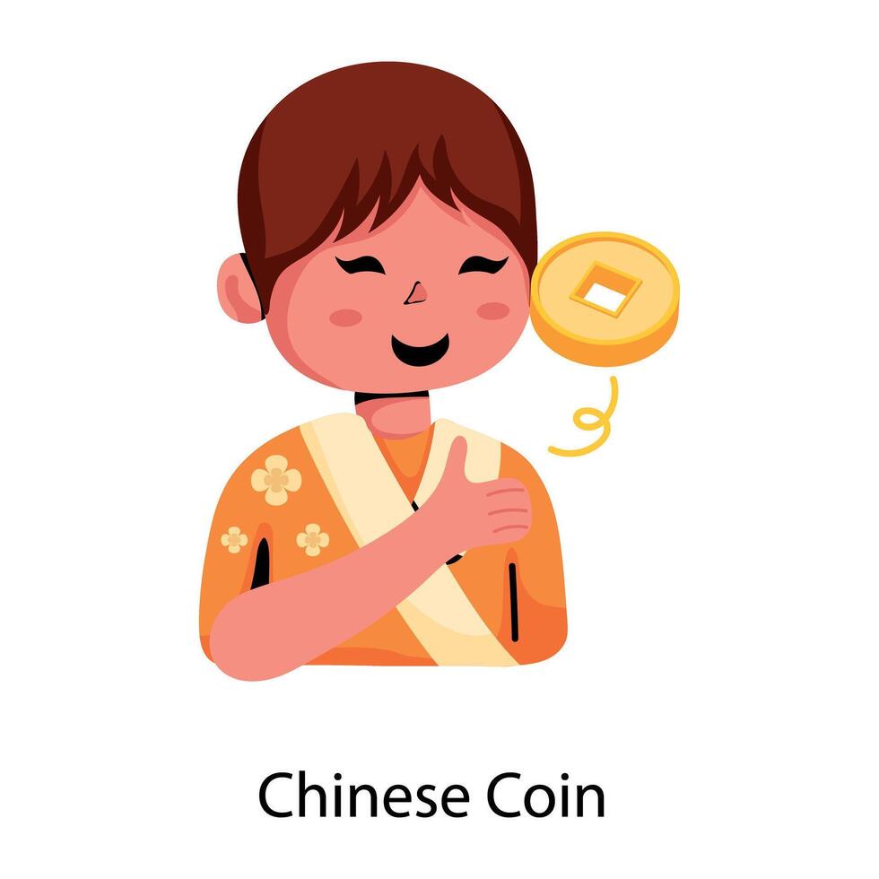 Trendy Chinese Coin vector