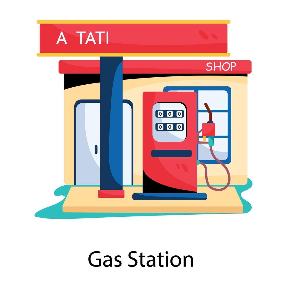 Trendy Gas Station vector