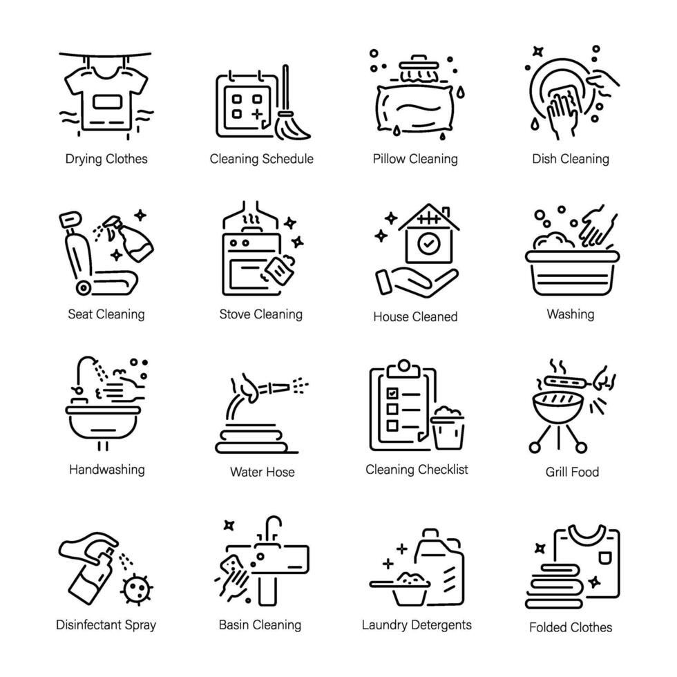 Latest Collection of Tidying Line Icons vector