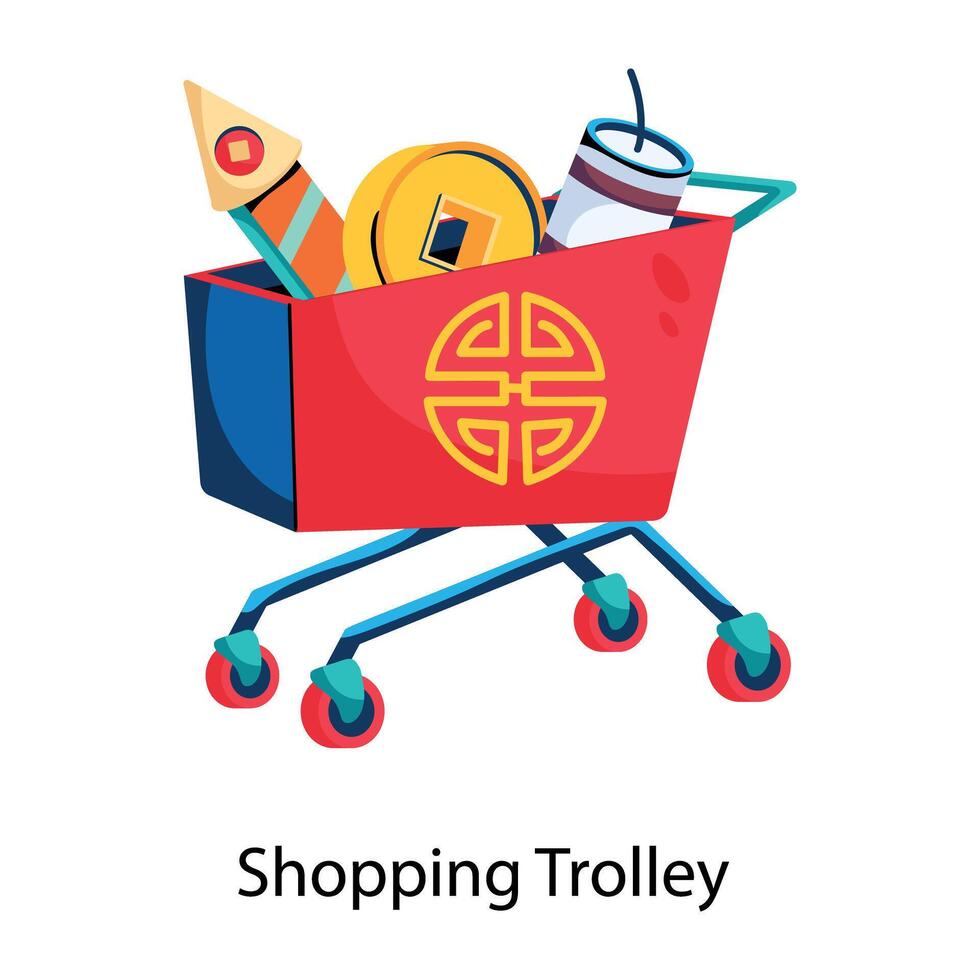 Trendy Shopping Trolley vector