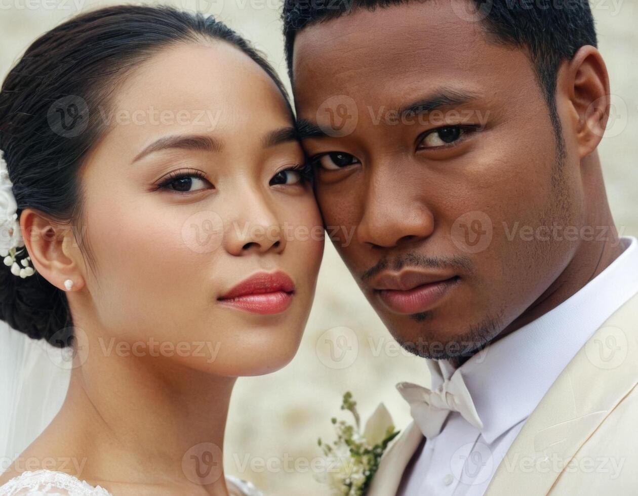 ai generado Boda retrato de un joven Pareja. foto