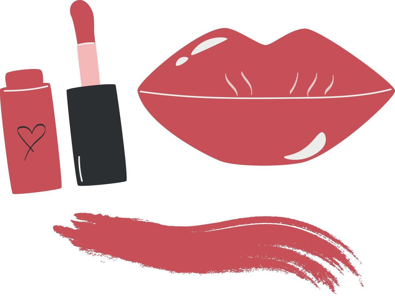 Vector clipart of lips, lipstick in cartoon style