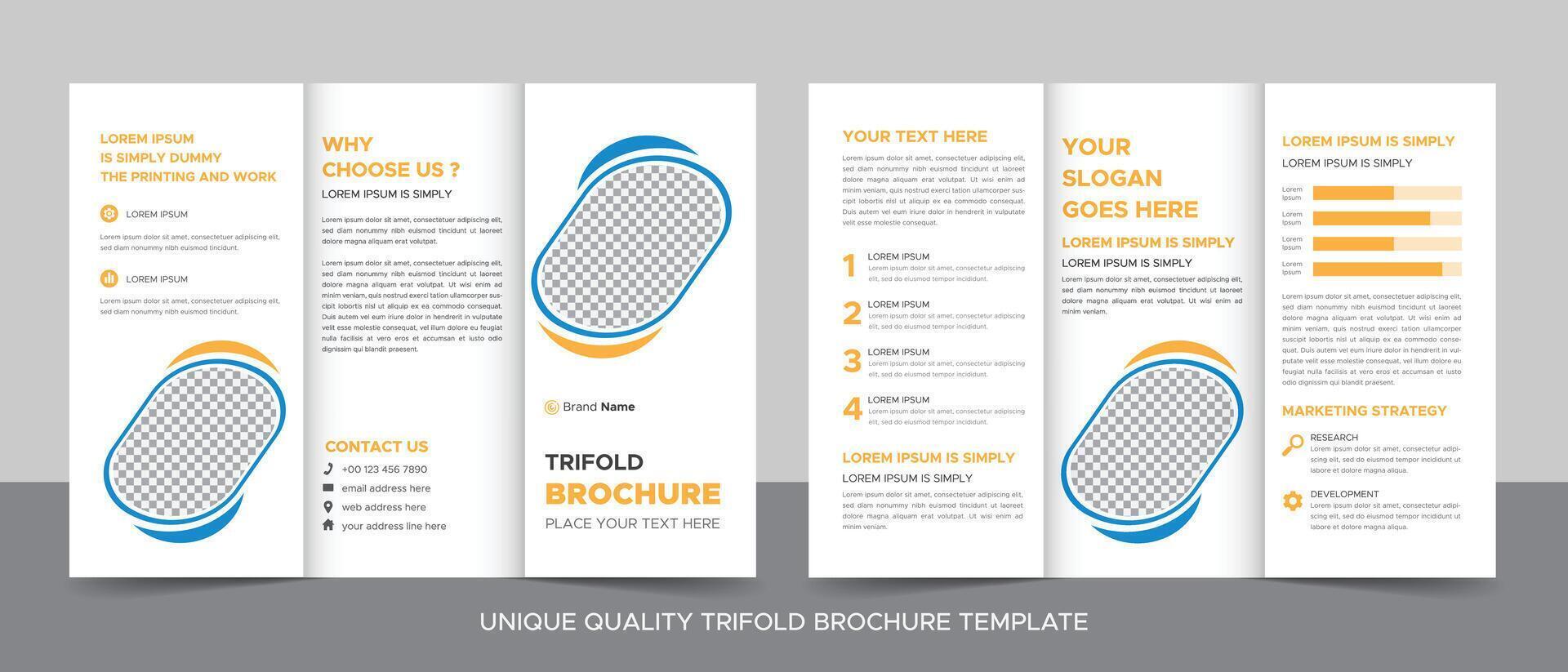 moderno corporativo negocio tríptico folleto plantilla, tríptico disposición, carta, a4 Talla folleto. vector