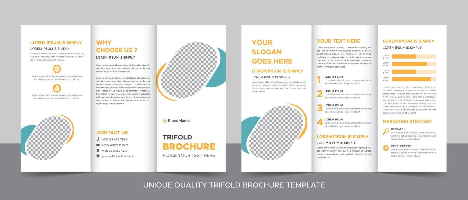 Modern corporate business trifold brochure template, trifold layout, letter, a4 size brochure. vector