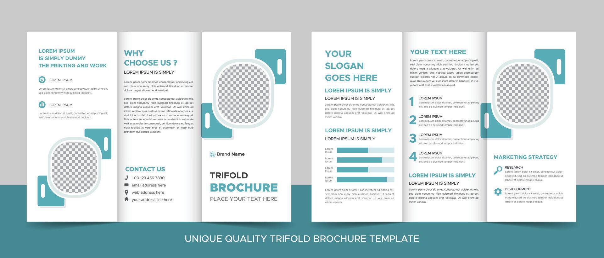 Modern corporate business trifold brochure template, trifold layout, letter, a4 size brochure. vector