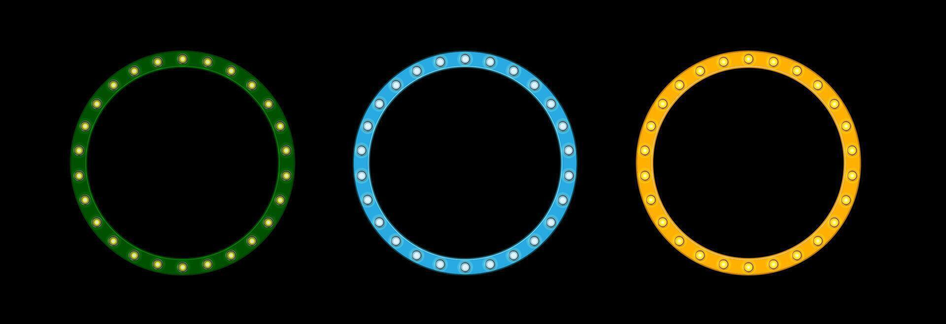 Illuminated retro frame. vector