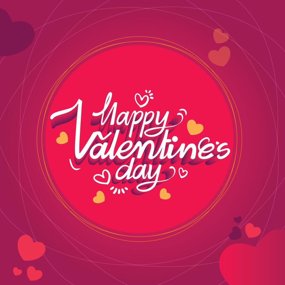 Hand drawn happy Valentine's Day text creative typography vector design