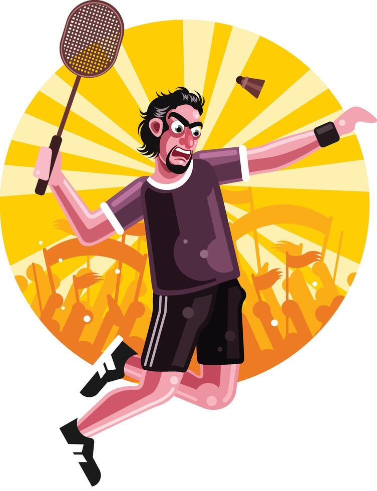 Badminton Player Character Vector Illustration