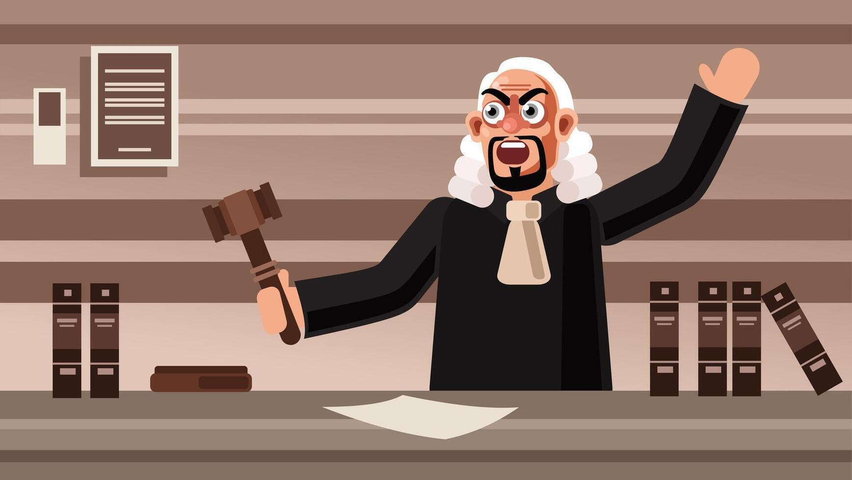 Angry Judge Character Vector Illustration