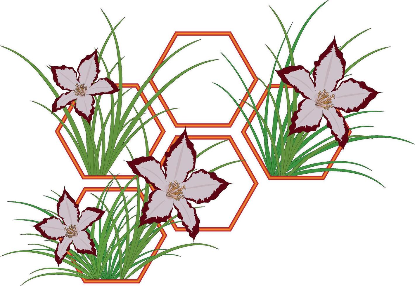 hexagonal panal forma modelo con flores vector ilustración