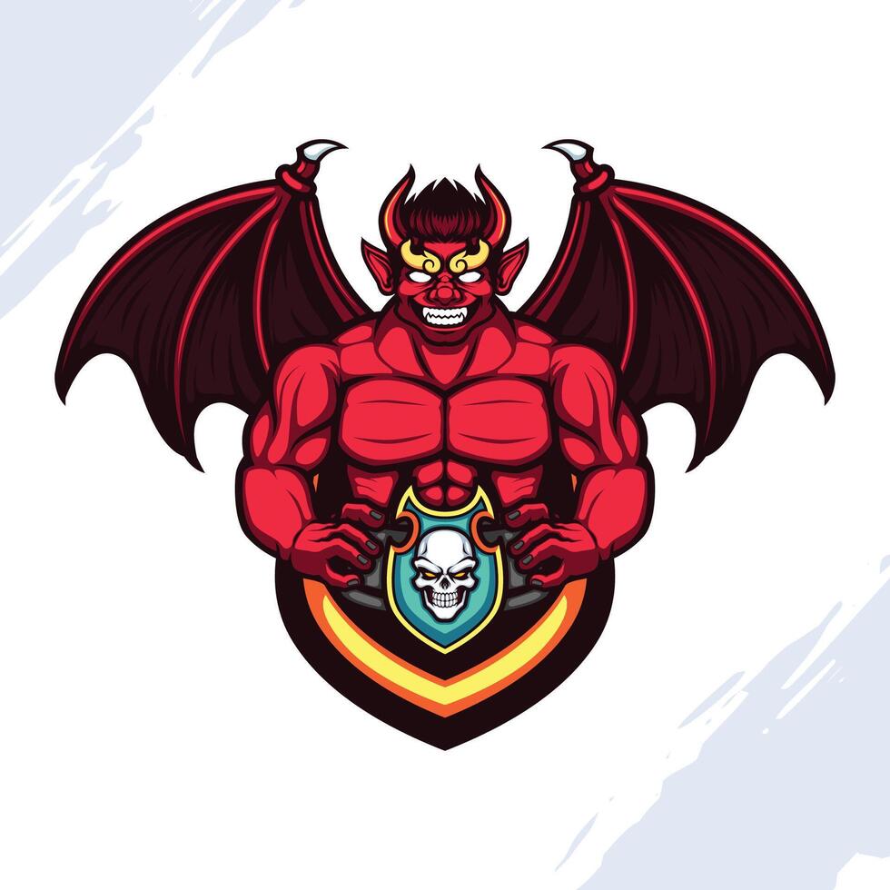 Winged Red Demon Guardians of Hell vector