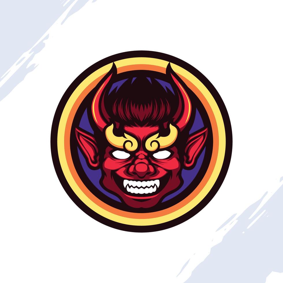 Red Horned Creatures in Golden Ring vector