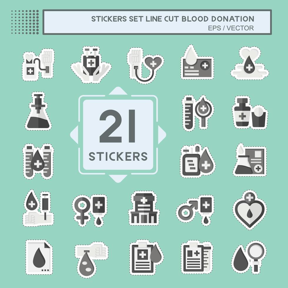 Sticker line cut Set Blood Donation. related to Humanity symbol. simple design editable. simple illustration vector