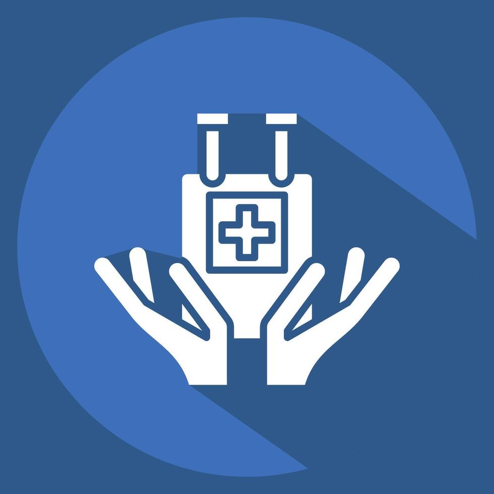 Icon Blood Bag. related to Blood Donation symbol. long shadow style. simple design editable. simple illustration vector