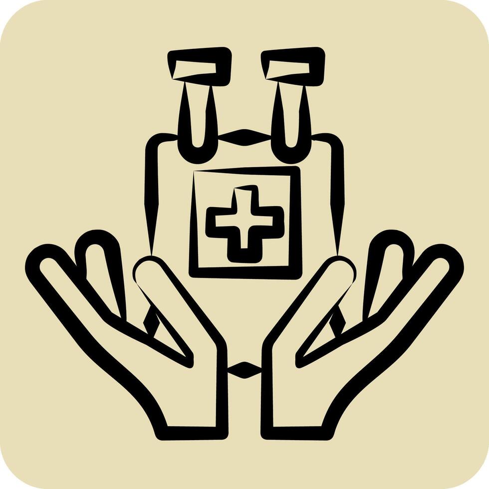 Icon Blood Bag. related to Blood Donation symbol. hand drawn style. simple design editable. simple illustration vector